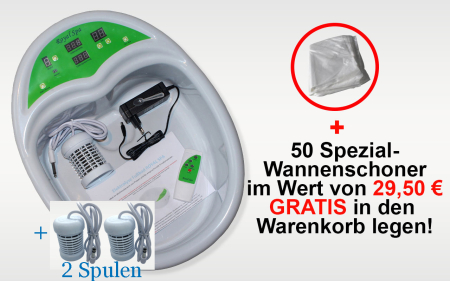 Fußbad ROYAL SPA Komplettset – robustes Gerät, mit Netzadapter, Anleitung und Hygiene‑Beuteln