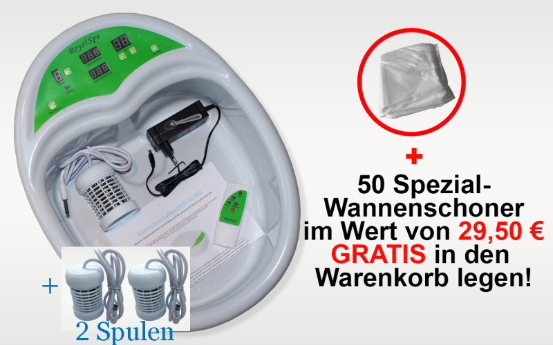 Fußbad ROYAL SPA Komplettset – robustes Gerät, mit Netzadapter, Anleitung und Hygiene‑Beuteln